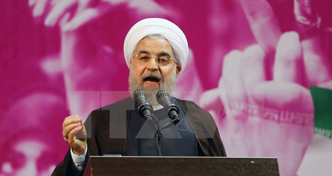 Tổng thống Iran Hassan Rouhani trong chiến dịch tranh cử ở Tehran ngày 9/5. (Nguồn: AFP/TTXVN)