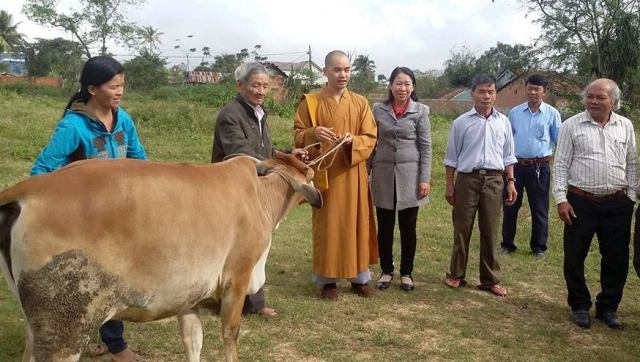 Hội Chữ thập đỏ huyện Ea Kar tặng bò cho gia đình ông Nguyễn Văn Chà (thôn Quyết Tiến 2, xã Ea Tíh).)