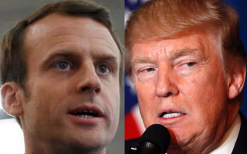 Thủ tướng Pháp Emmanuel Macron (trái) cho rằng quyết định của Tổng thống Trump (phải) là một 