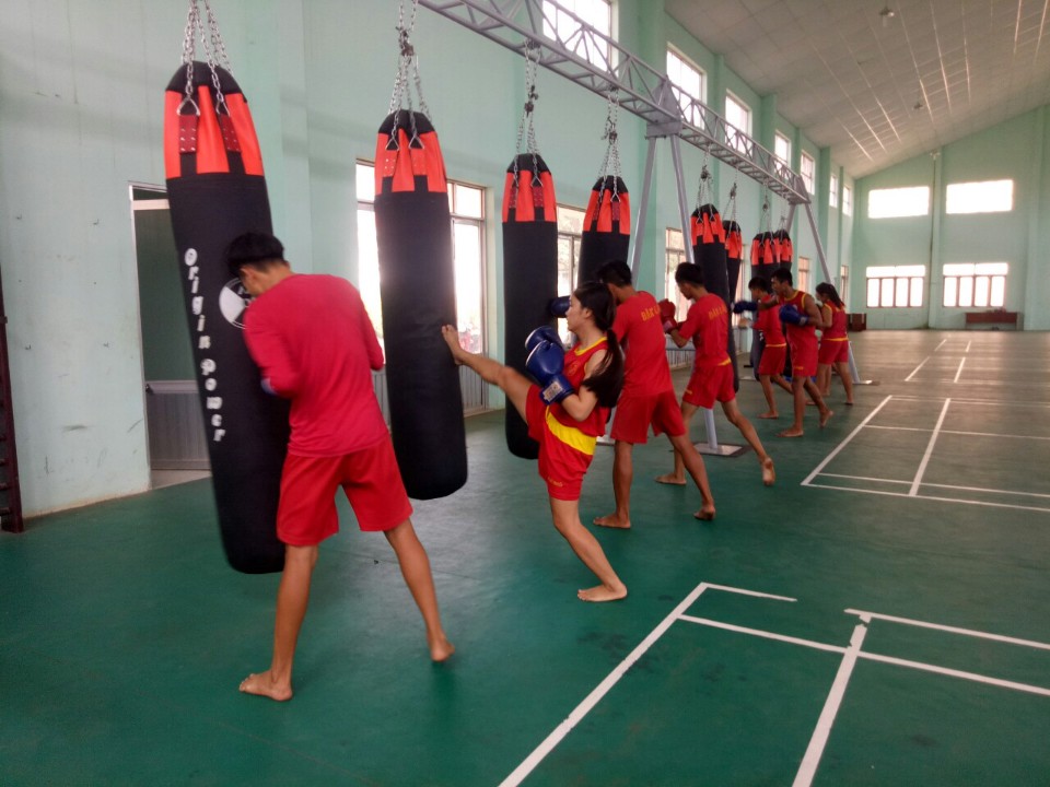 (1)	Đội võ cổ truyền Trường Năng khiếu TDTT tỉnh đang tập luyện.