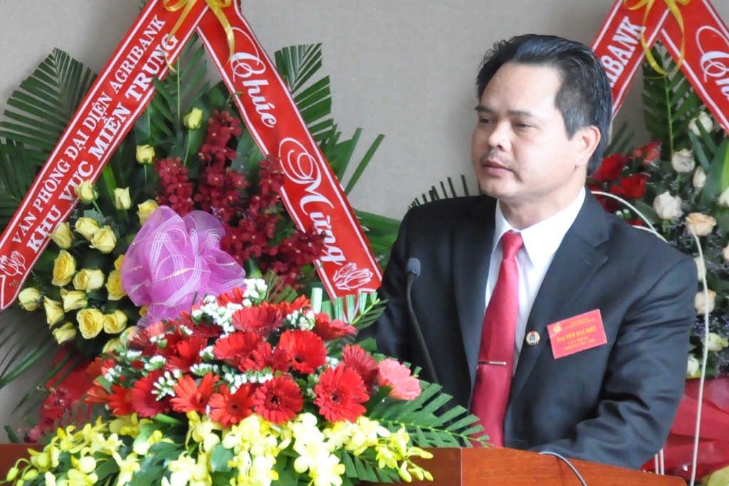 Giám đốc Agribank Đắk Lắk Vương Hồng Lĩnh phát biểu chào mừng Đại hội
