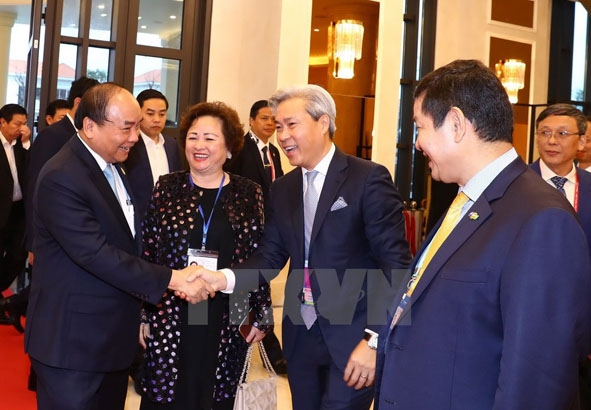Thủ tướng Nguyễn Xuân Phúc gặp gỡ các Tập đoàn kinh tế  dự Tuần lễ cấp cao APEC 2017. (Ảnh: TTXVN)