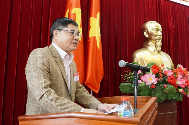 Phó Bí thư Thường trực Tỉnh ủy Phạm Minh Tấn, Chủ tịch Hội đồng thi phát biểu tại Lễ khai mạc kỳ thi.