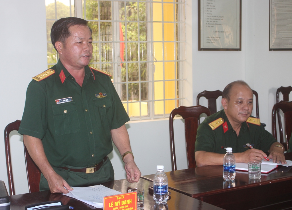Đại tá Lê Mỹ Danh, Chỉ huy trưởng Bộ Chỉ huy Quân sự tỉnh phát biểu chỉ đạo hội nghị