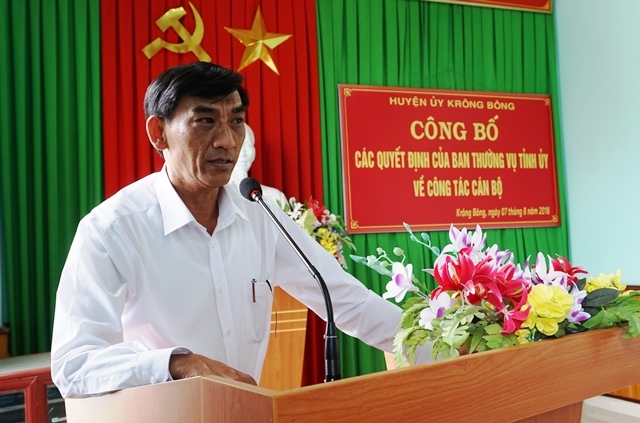 Đồng chí Lê Nam Cao khẳng định quyết tâm sẽ hoàn thành tốt nhiệm vụ được giao tại Đảng bộ huyện Krông Bông.