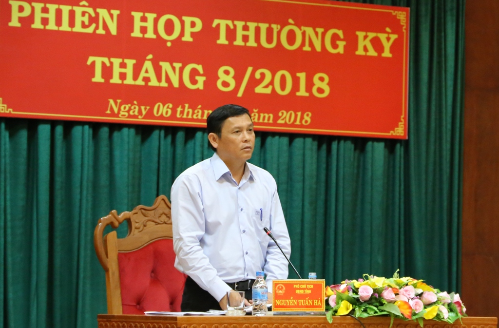 Phó Chủ tịch UBND tỉnh Nguyễn Tuấn Hà phát biểu tại phiên họp