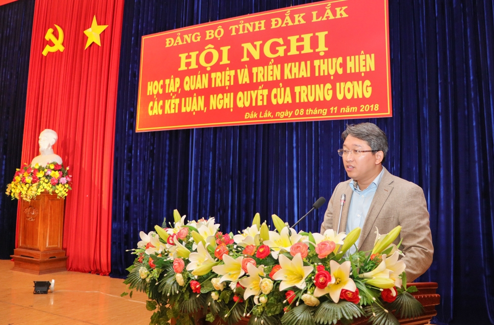 Phó Chủ tịch Thường trực UBND tỉnh Nguyễn Hải Ninh quán triệt Nghị quyết số 23 của Bộ Chính trị.