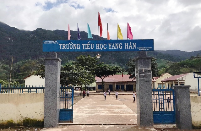 Trường Tiểu học Yang Hăn (xã Cư Drăm) nơi xảy ra vụ việc bớt xén tiền hỗ trợ học sinh.