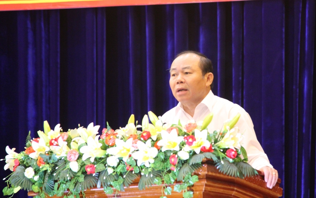 Chủ tịch Liên minh Hợp tác xã Việt Nam Nguyễn Quốc Bảo phát biểu tại hội nghị