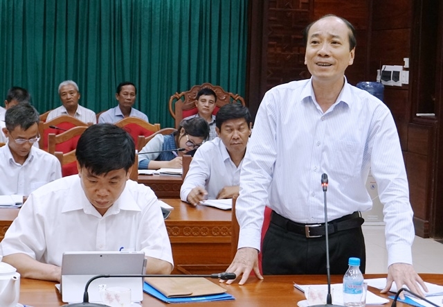 Phó Bí thư Tỉnh ủy, Chủ tịch UBND tỉnh Phạm Ngọc Nghị phát biểu tại cuộc họp. 