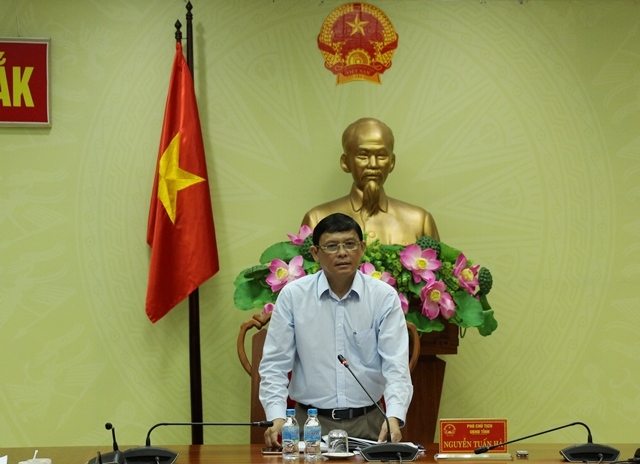 Phó Chủ tịch Thường trực UBND tỉnh Nguyễn Tuấn Hà phát biểu tại cuộc họp