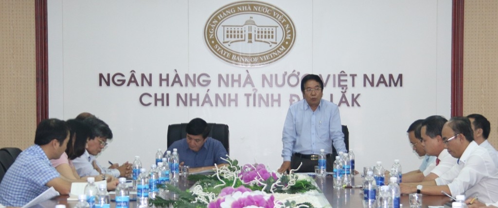 Giám đốc Ngân hàng Nhà nước Việt Nam Chi nhánh Đắk Lắk Tăng Hải Châu báo cáo kết quả hoạt động của ngành Ngân hàng trên địa bàn tỉnh