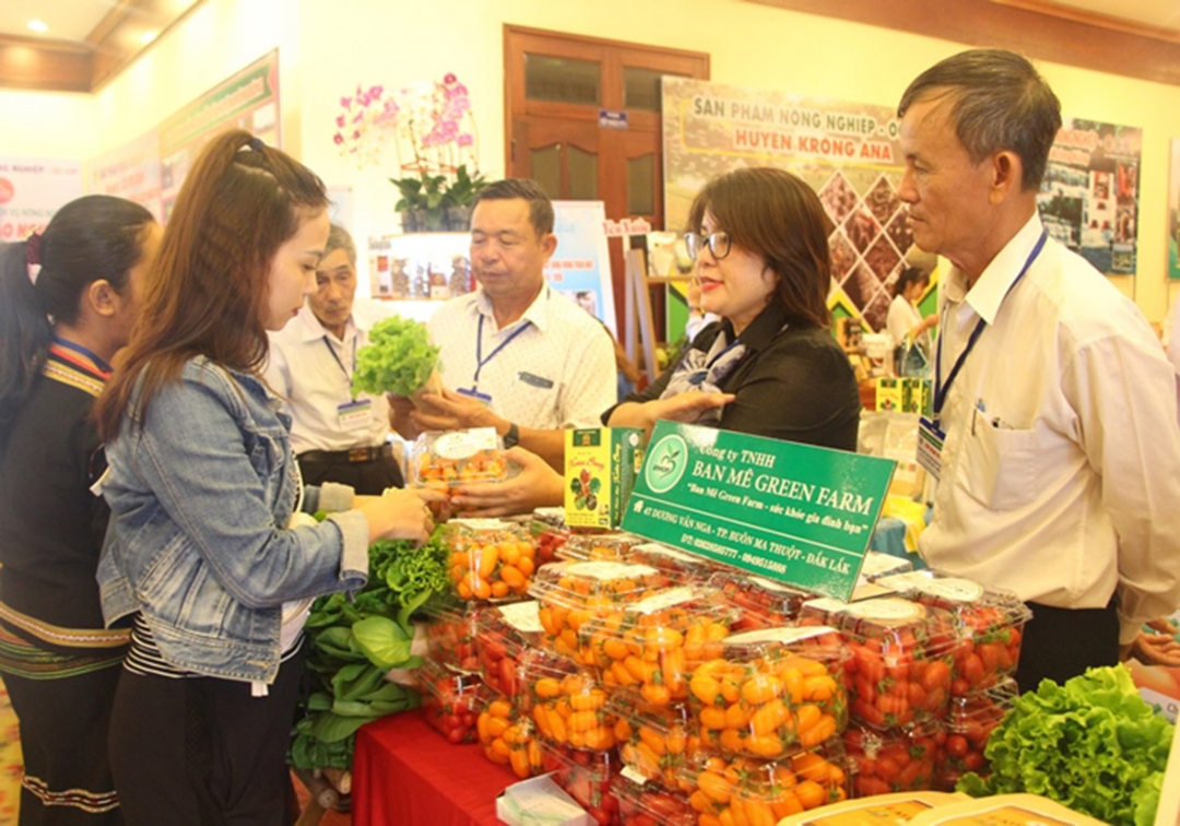 Khách hàng tham quan sản phẩm khởi nghiệp của Công ty TNHH Ban Mê Green Farm. 