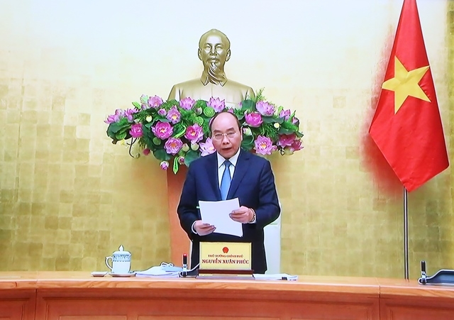 Thủ tướng Chỉnh phủ Nguyễn Xuân Phúc phát biểu tại Hội nghị. (Ảnh chụp màn hình)