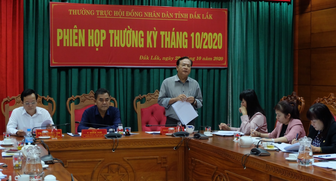 Phó Chủ tịch HĐND tỉnh Nguyễn Thanh Hiệp tham gia ý kiến tại phiên họp.