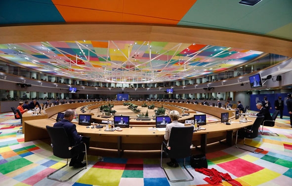 Toàn cảnh Hội nghị thượng đỉnh EU ở Brussels, Bỉ ngày 10-12-2020.  