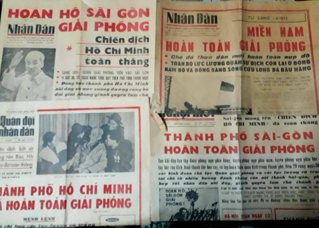 Một số tờ báo  ra ngày  đầu tháng 5-1975 với nhiều  thông tin  miền Nam  hoàn toàn  giải phóng. 