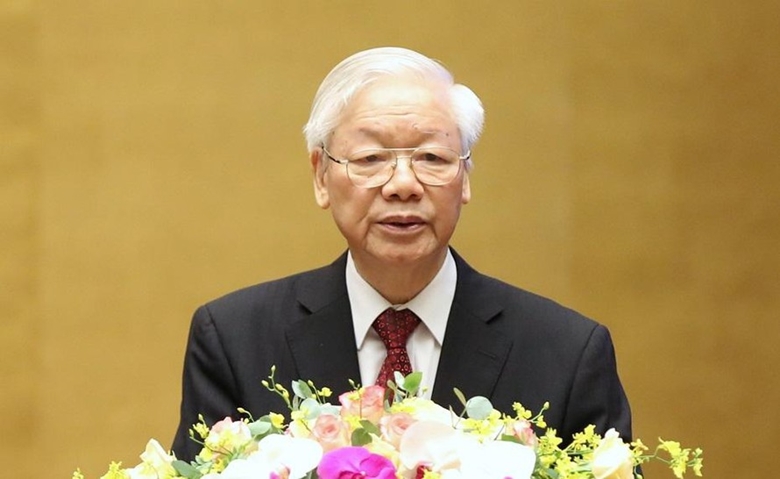 Tổng Bí thư Nguyễn Phú Trọng phát biểu tại phiên Khai mạc Kỳ họp Quốc hội. 